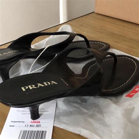 prada logo rubber sandal slide|prada slide sandals kitten heel.